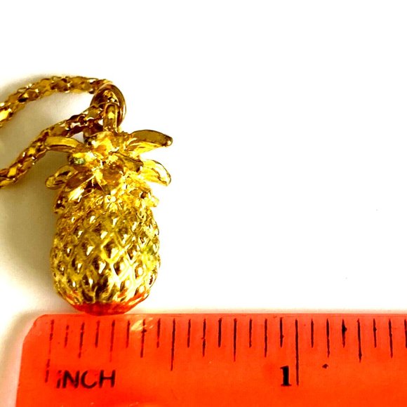 Pineapple Pendant Necklace Gold Plated 23" Chain Hawaiian Island Welcome Fruit - Picture 8 of 8
